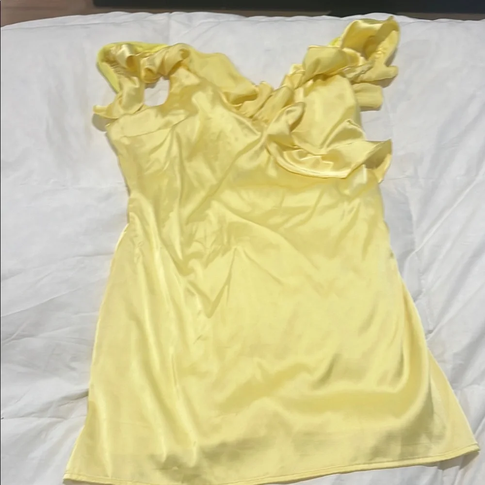 Yellow Ruffled Mini Dress - Picture 6 of 6